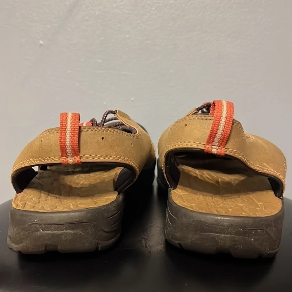 Ozark Trail Closed Toe, Open Sides Sandals Color is Tan, Mens size 9